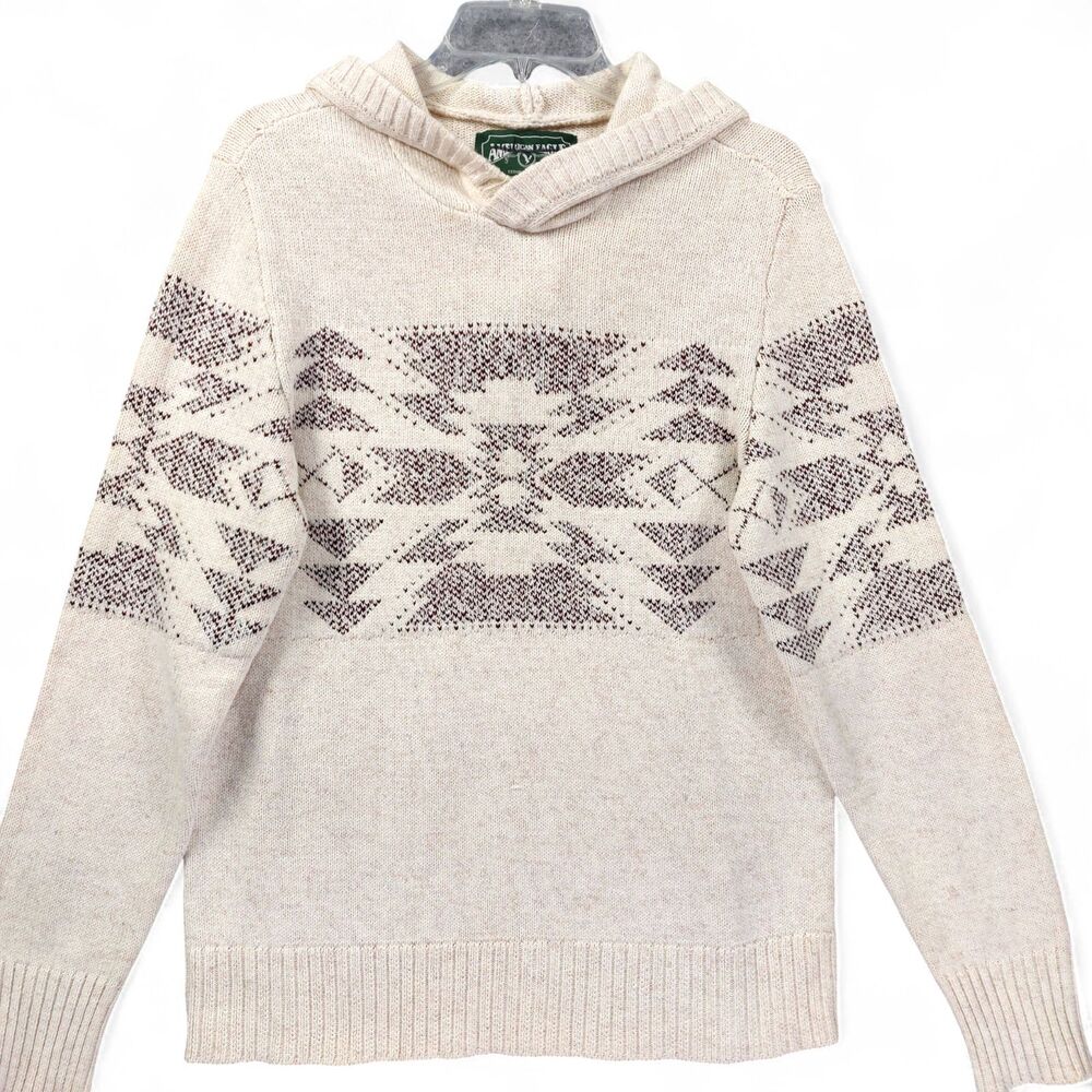 American Eagle Mens Small Sweater Hoodie Tribal Outdoor Camp Pullover Cabin Core